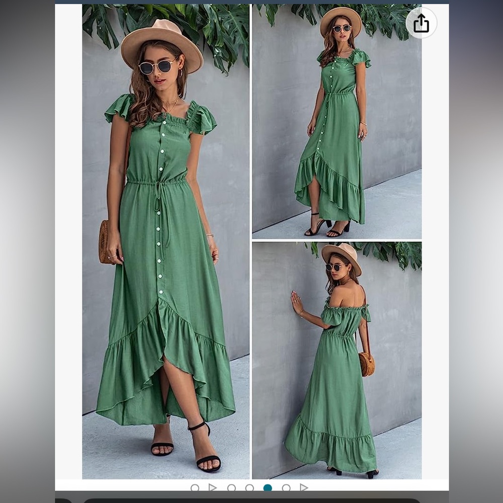 Stunning light sage green ruffle maxi dress country summer southern belle M NEW - Picture 13 of 14